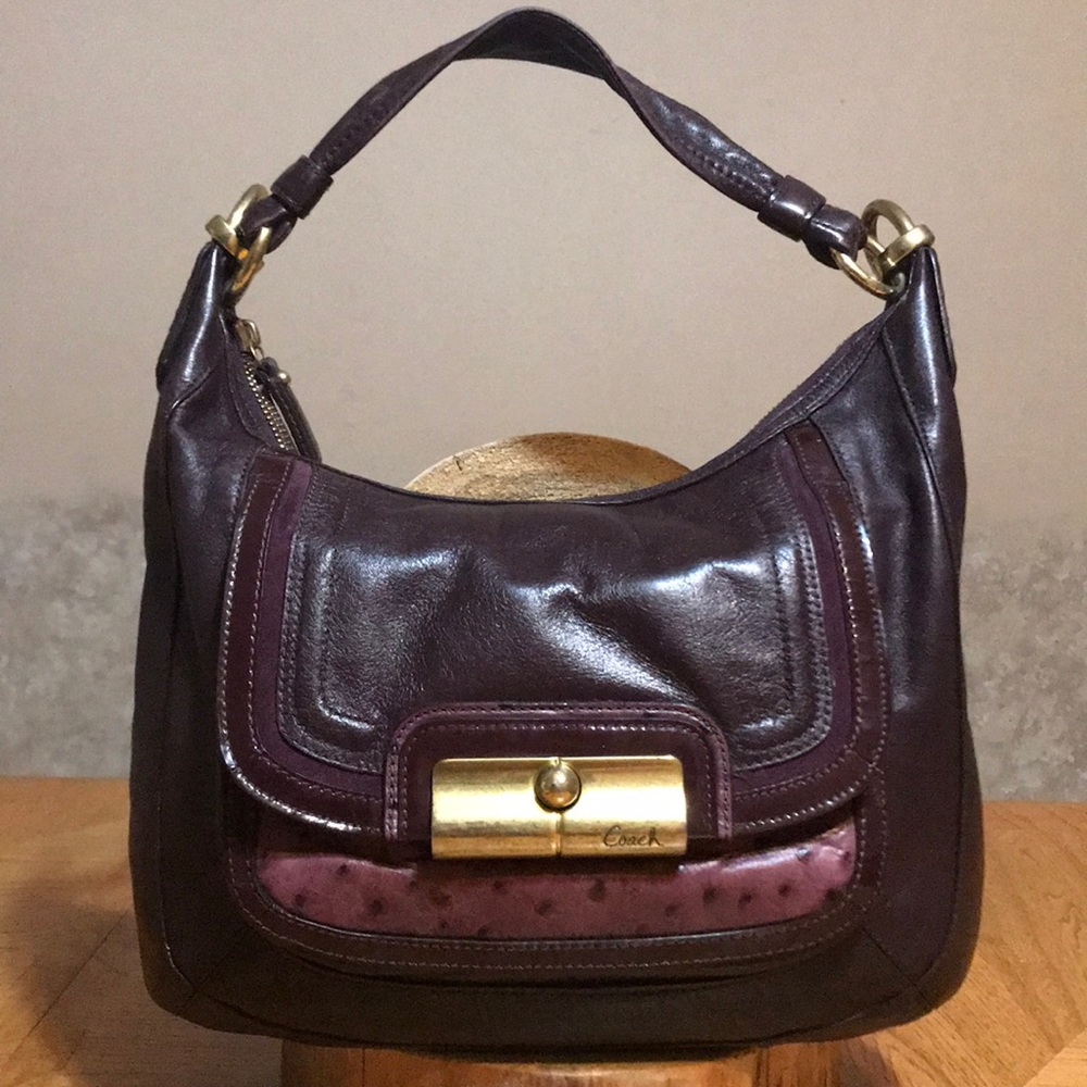 COACH Kristin Spectator Plum Leather Hobo
